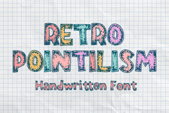 Retro Pointilism: A Playful Display Font for Handmade Crafts and Vintage Product Designs